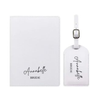 Paspoorthoes en Kofferlabel Set Bride