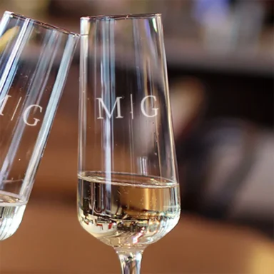 Elegante champagneglas met initialen
