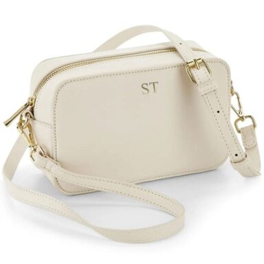 a white bag with a strap