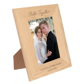 Luxe massief eiken fotolijst met persoonlijke gravure