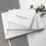 Wit lederen gastenboek bruiloft Gegraveerd