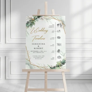 Elegant dagplanning bord met eucalyptus en gouden frame