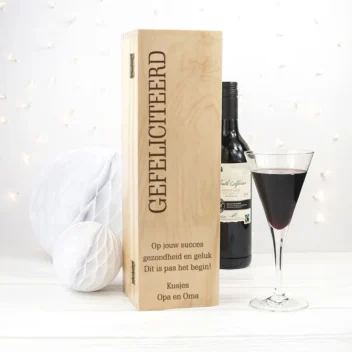 Gepersonaliseerde Wijnkist Gefeliciteerd 2
