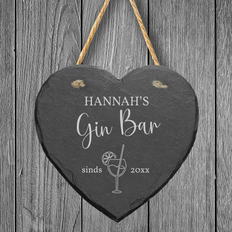gin-bar Leistenen Bordje met Naam