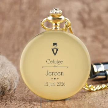 Golden Keepsake - Zakhorloge met Naam en Trouwdatum 2