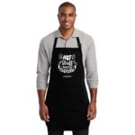 Keukenschort bedrukt met "Hot Stuff Coming Through" en gepersonaliseerd met naam