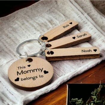 Houten Sleutelhanger "Belongs to"