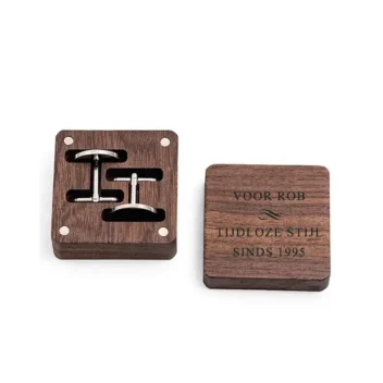 Timeless Craft - Houten Manchetknopen met Gepersonaliseerde Box
