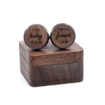 Houten manchetknopen met I Do & I Will gravering voor bruiloft
