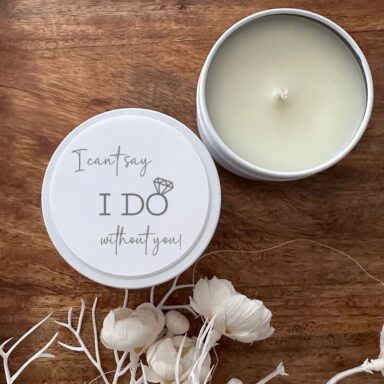 Gegraveerd Blikje met Kaarsje - "I can't say I DO without you"