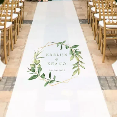 Witte ceremonie loper met gouden frame