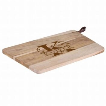 Snijplank van teakhout met leren hengsel