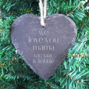 Gegraveerd Kerstdecor Hart van Leisteen