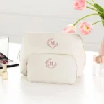 Gepersonaliseerde make-up tas en toilettas in Rose Gold met monogram