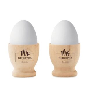 Gepersonaliseerde Houten Eierdopjes Set - Mr & Mrs