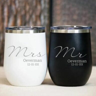 Gepersonaliseerde Mr & Mrs Wine Tumblers