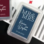 Leuke Mr Mrs Speelkaarten met gepersonaliseerde sticker in meer dan 30 kleuren
