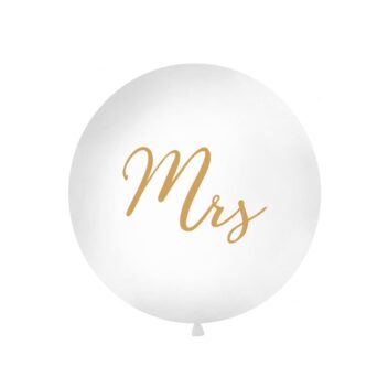 Reuze Ballon - Pastel wit met Goud - Mrs.