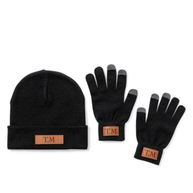 Beanie en handschoenen set met initialen