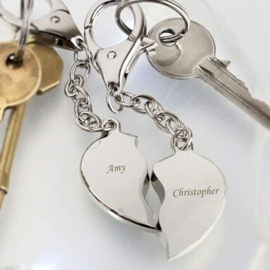 Gepersonaliseerde Dubbel Hart Sleutelhanger