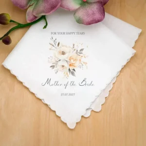 Witte katoenen zakdoek met Peach Bliss design