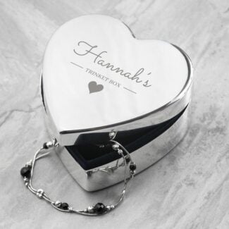 Zilver Hart Sieradendoos Gegraveerd met Naam