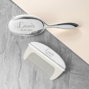 Verzilverde Baby Haarverzorging Set - Gepersonaliseerd