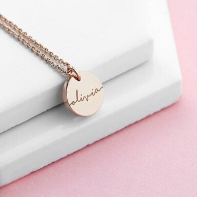 Ketting met Naam op Schijfje Goud