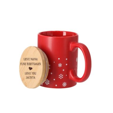 Keramische kerstmok met bamboe deksel