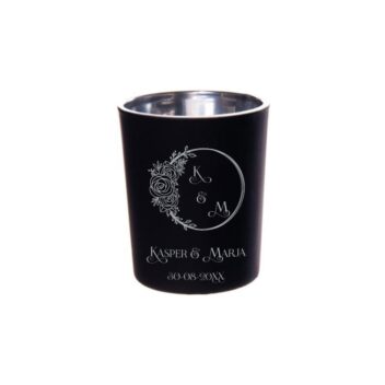 Gepersonaliseerde Waxinelichtjes Roos Design zwart