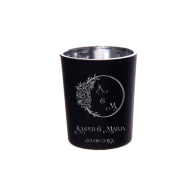 Gepersonaliseerde Waxinelichtjes Roos Design zwart