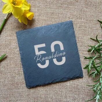 Leisteen Onderzetters Set met Naam & Leeftijd