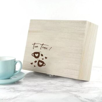 Houten Theedoos Tea Time met Persoonlijke Tekst