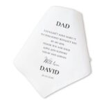 Witte bruiloftszakdoek met dankbare boodschap van zoon aan vader