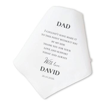 Witte bruiloftszakdoek met dankbare boodschap van zoon aan vader