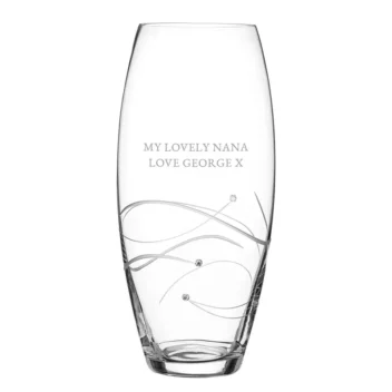 Kristallen vaas met Swarovski gegraveerd met persoonlijke boodschap My Lovely Nana Love George