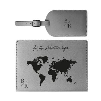 Let the Adventure Begin Paspoort & Kofferlabel Set grijs