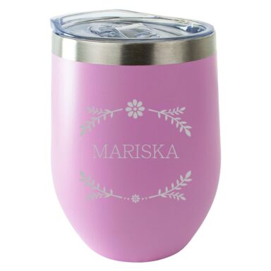 Elegante Gegraveerde Beker met Wreath Roze