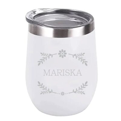 Elegante Gegraveerde Beker met Wreath Wit