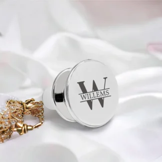 Verzilverde Wijnstop met Monogram