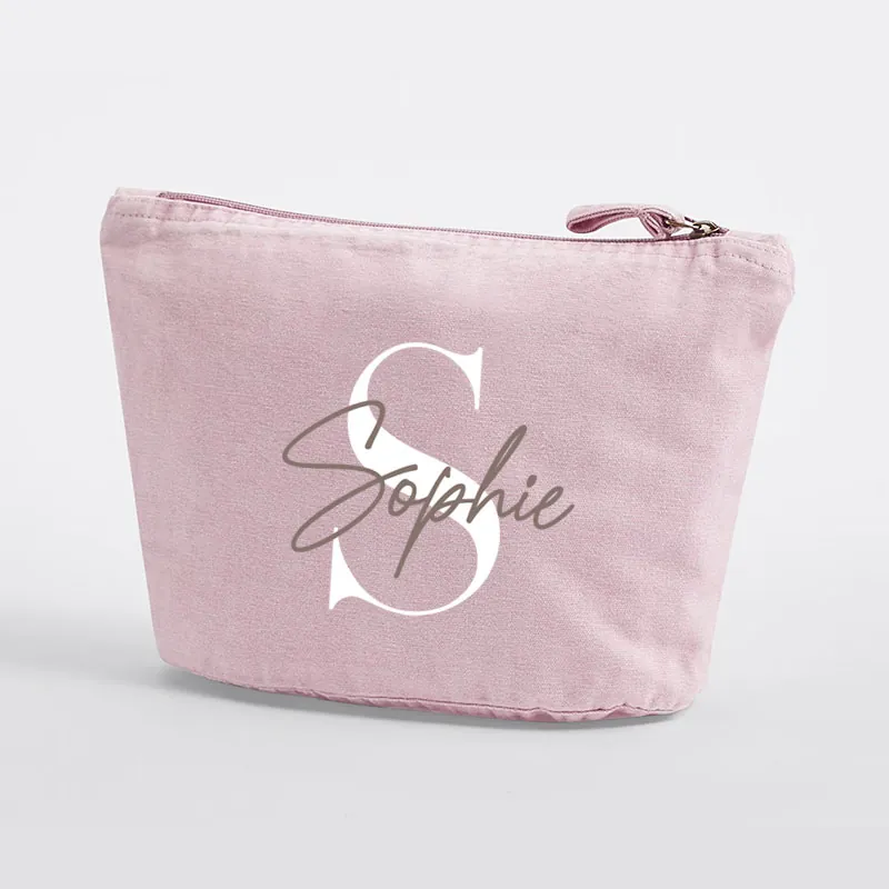 Vintage Toilettas Dusky Pink met persoonlijke tekst Gepersonaliseerde toilettas in vintage dusky pink