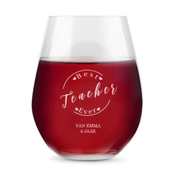 Gegraveerd Wijnglas Best Teacher Ever als cadeau voor leerkracht