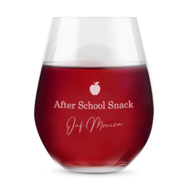 Gegraveerd Wijnglas Juf met After School Snack als bedankje