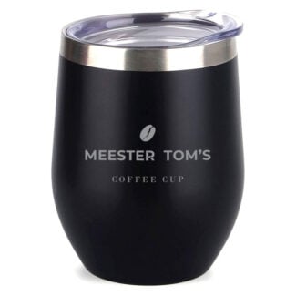 Gegraveerde Coffee Cup Zwart als cadeau voor meester