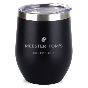 Gegraveerde Coffee Cup Zwart als cadeau voor meester