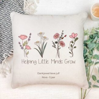 Gepersonaliseerd Kussenhoesje met Helping Little Minds Grow