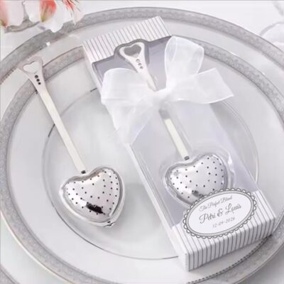 Hartvormig Thee Ei Bedankje Gepersonaliseerd met Sticker voor Bruiloft