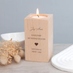 Juf's Happy Glow trendy theelichthouder beuken als cadeau voor juf