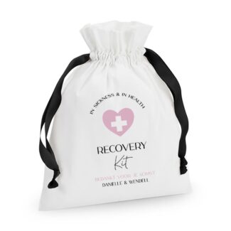 Gepersonaliseerde In Sickness & In Health Recovery Kit Zakjes in blush als bruiloft bedankje