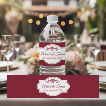 Water Etiket Stylish in Burgundy voor feestelijke gelegenheden
